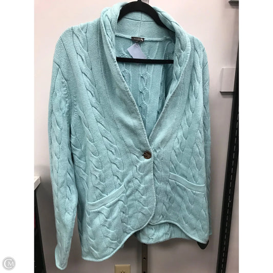 Sweater Cardigan By Talbots In Aqua, Size: Xl