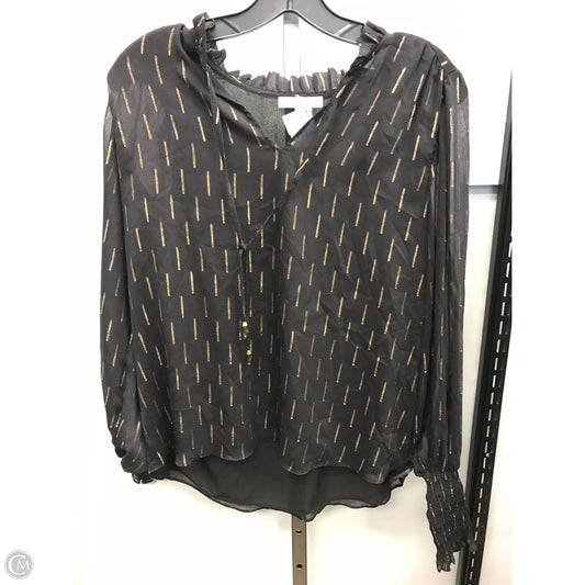 Top Long Sleeve By Maison Damelie In Black & Gold, Size: S