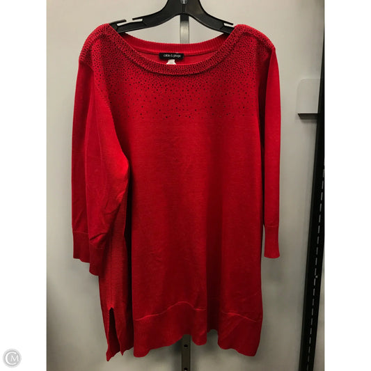 Sweater By Cable And Gauge In Red, Size: 2x