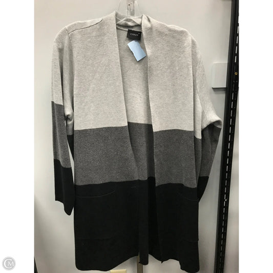 Sweater Cardigan By Cyrus In Black & Grey, Size: 1x