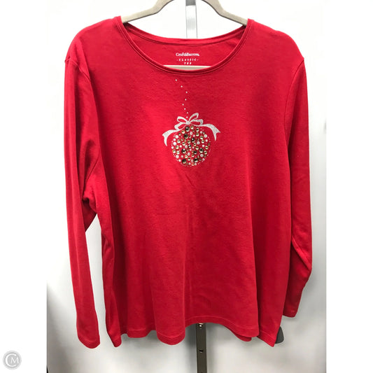Top Long Sleeve By Croft And Barrow In Red, Size: 2x