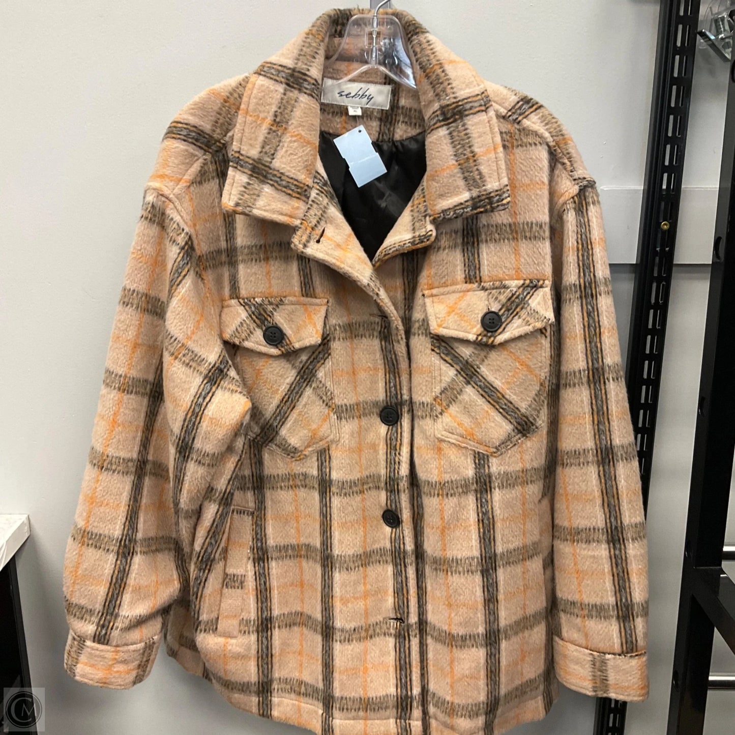 Jacket Shirt By Sebby In Plaid Pattern, Size: Xl