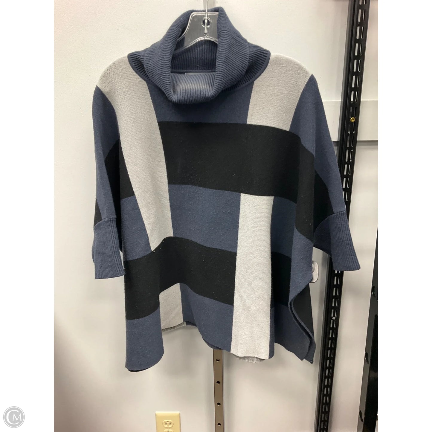 Sweater By Anthropologie In Black & Blue, Size: Osfm