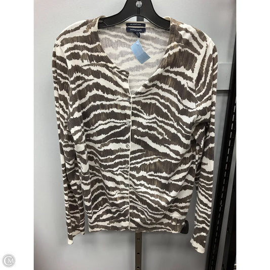 Sweater Cardigan By Lands End In Zebra Print, Size: M