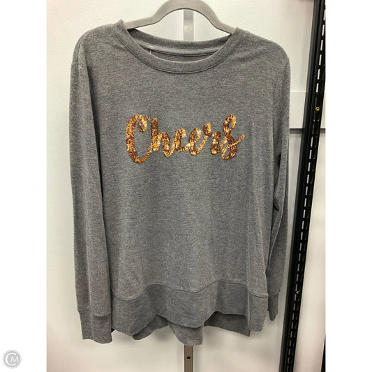 Top Long Sleeve By Holiday Time In Grey, Size: M