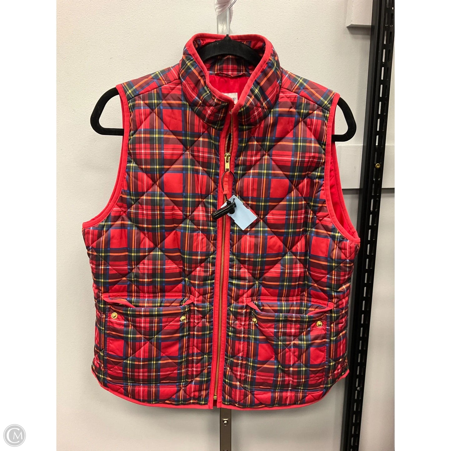 Vest Puffer & Quilted By J. Crew In Plaid Pattern, Size: M