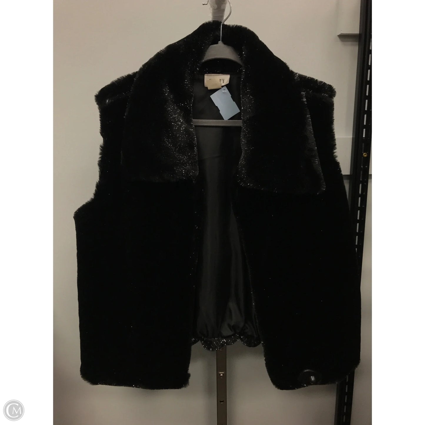 Vest Faux Fur & Sherpa By Unity In Black & Silver, Size: Xl