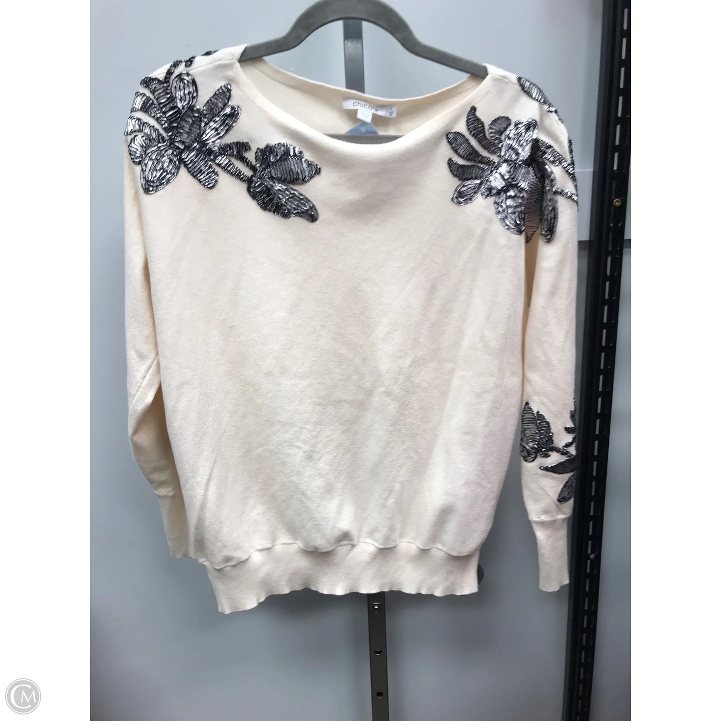 Top Long Sleeve By Chicos In Cream, Size: M