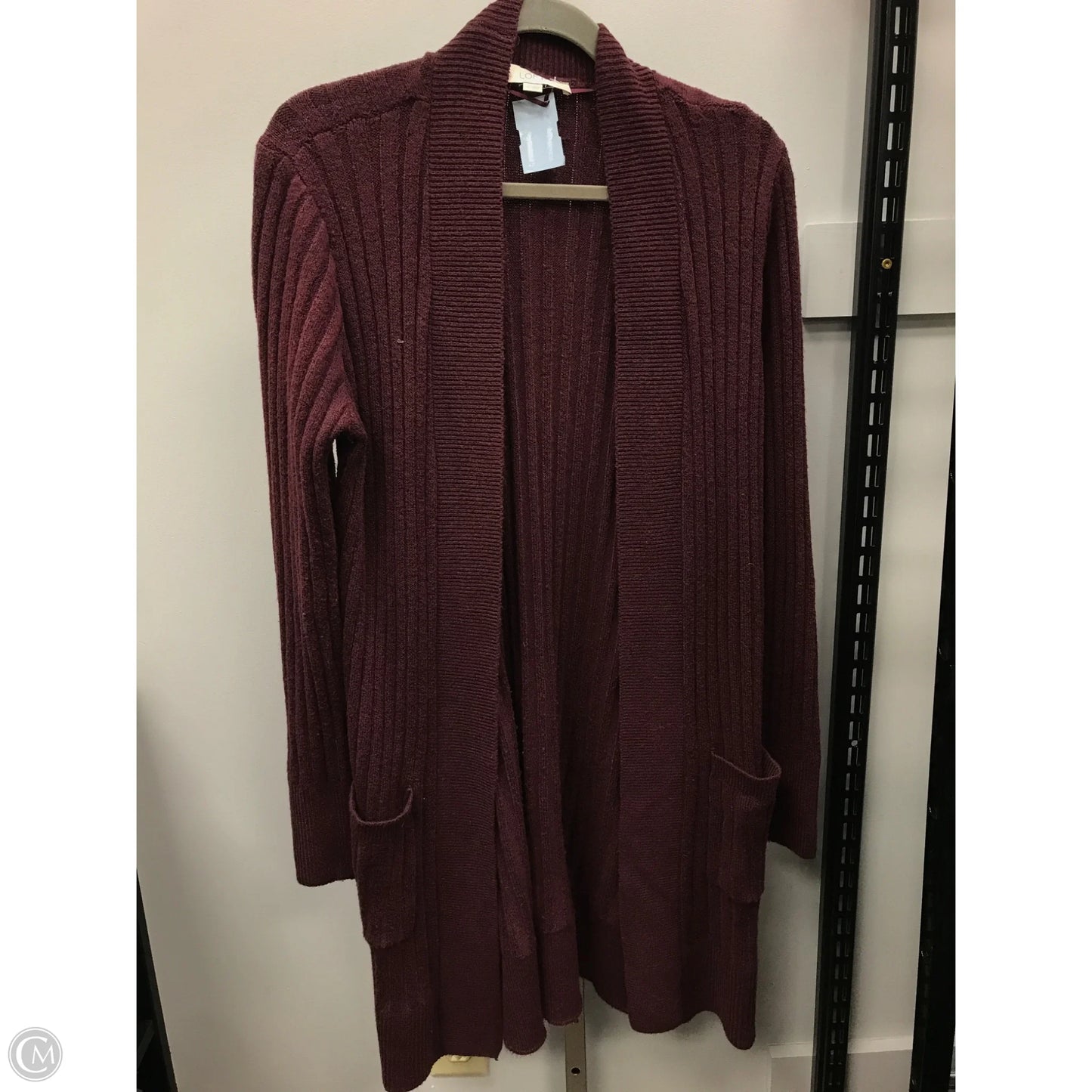 Sweater Cardigan By Loft In Maroon, Size: M