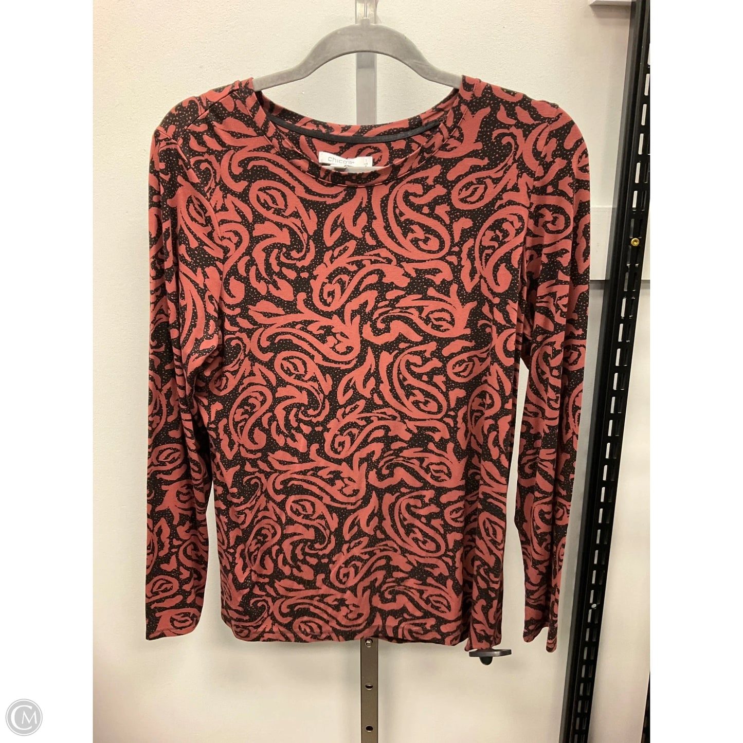 Top Long Sleeve By Chicos In Black & Brown, Size: M