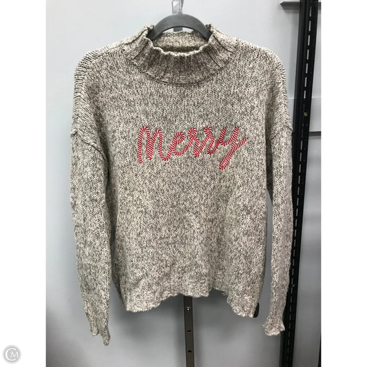 Sweater By Loft In Grey & White, Size: M