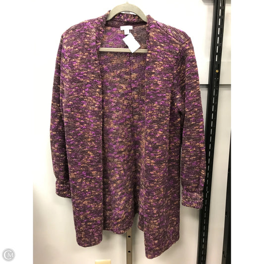 Sweater Cardigan By J. Jill In Purple & Tan, Size: M