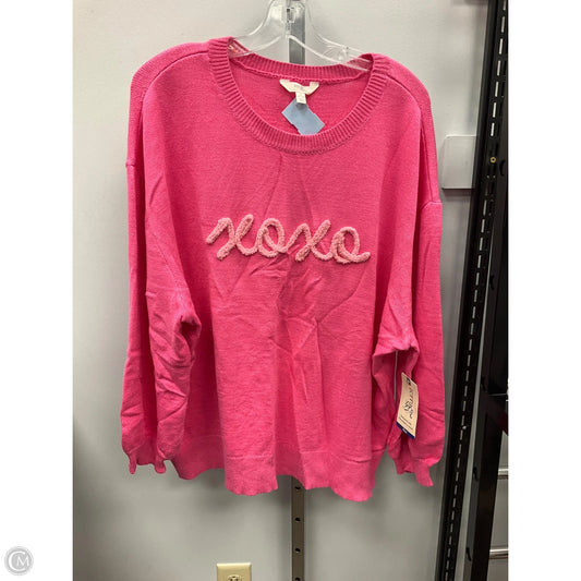 Sweater By Terra & Sky In Pink, Size: 2x