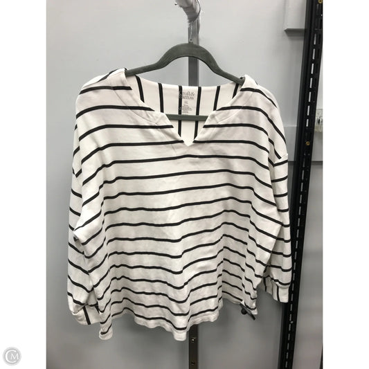 Top 3/4 Sleeve By Croft And Barrow In Striped Pattern, Size: Xxl