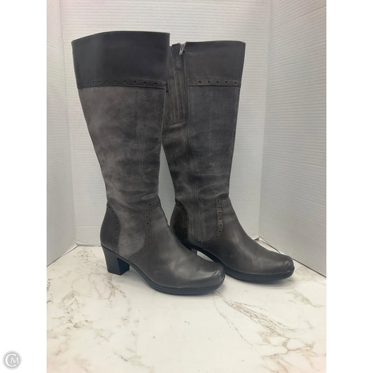 Boots Knee Heels By Clarks In Grey, Size: 11