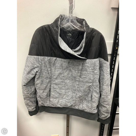 Athletic Top Long Sleeve Collar By The North Face In Grey, Size: L