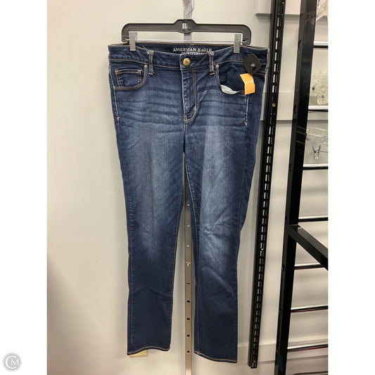 Jeans Skinny By American Eagle In Blue Denim, Size: 14