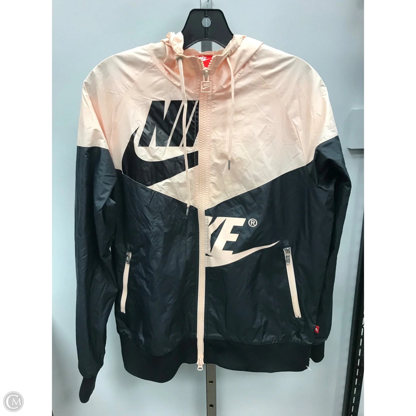 Athletic Jacket By Nike Apparel In Black & Cream, Size: S