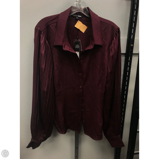 Top Long Sleeve By Fashion Nova In Maroon, Size: 1x