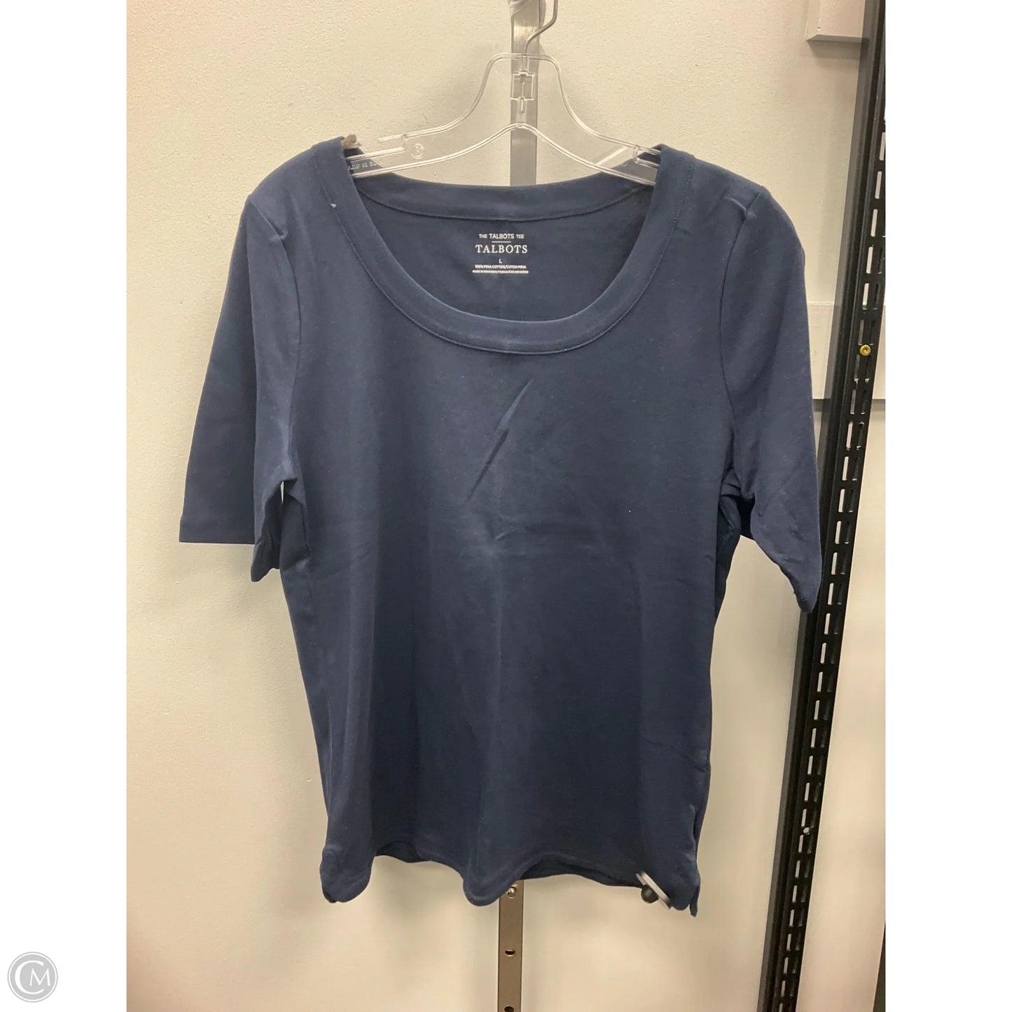 Top Short Sleeve By Talbots In Navy, Size: L