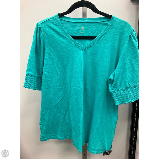 Top Short Sleeve By Belle By Kim Gravel In Aqua, Size: L