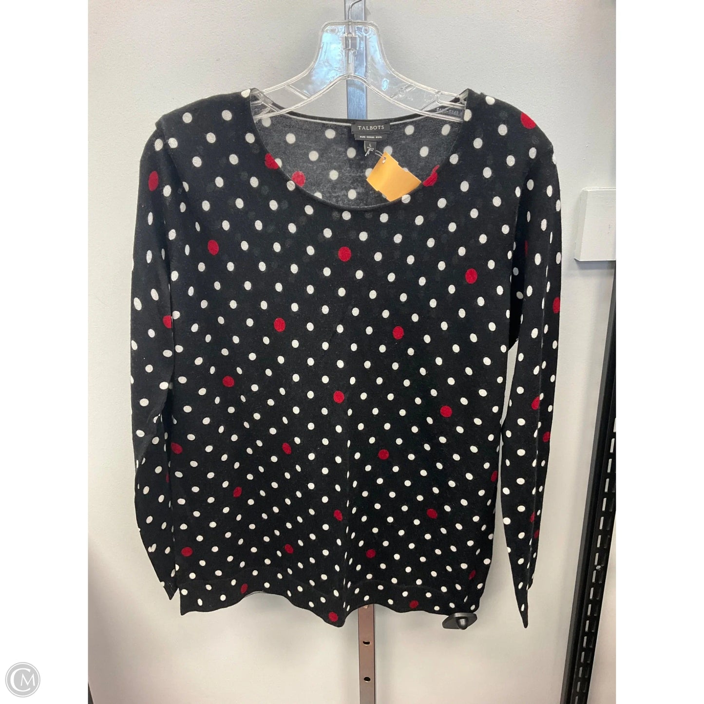 Top Long Sleeve By Talbots In Polkadot Pattern, Size: L