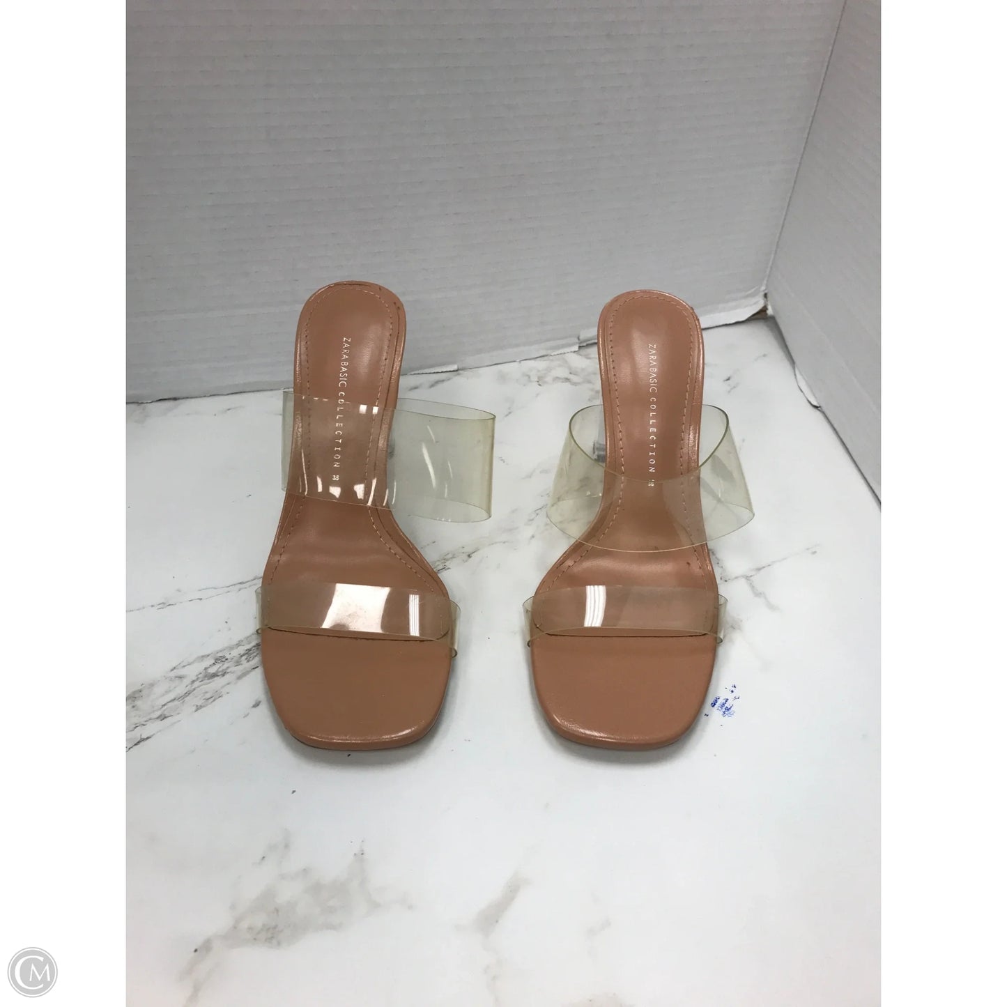 Sandals Heels Block By Zara Basic In Clear, Size: 7.5