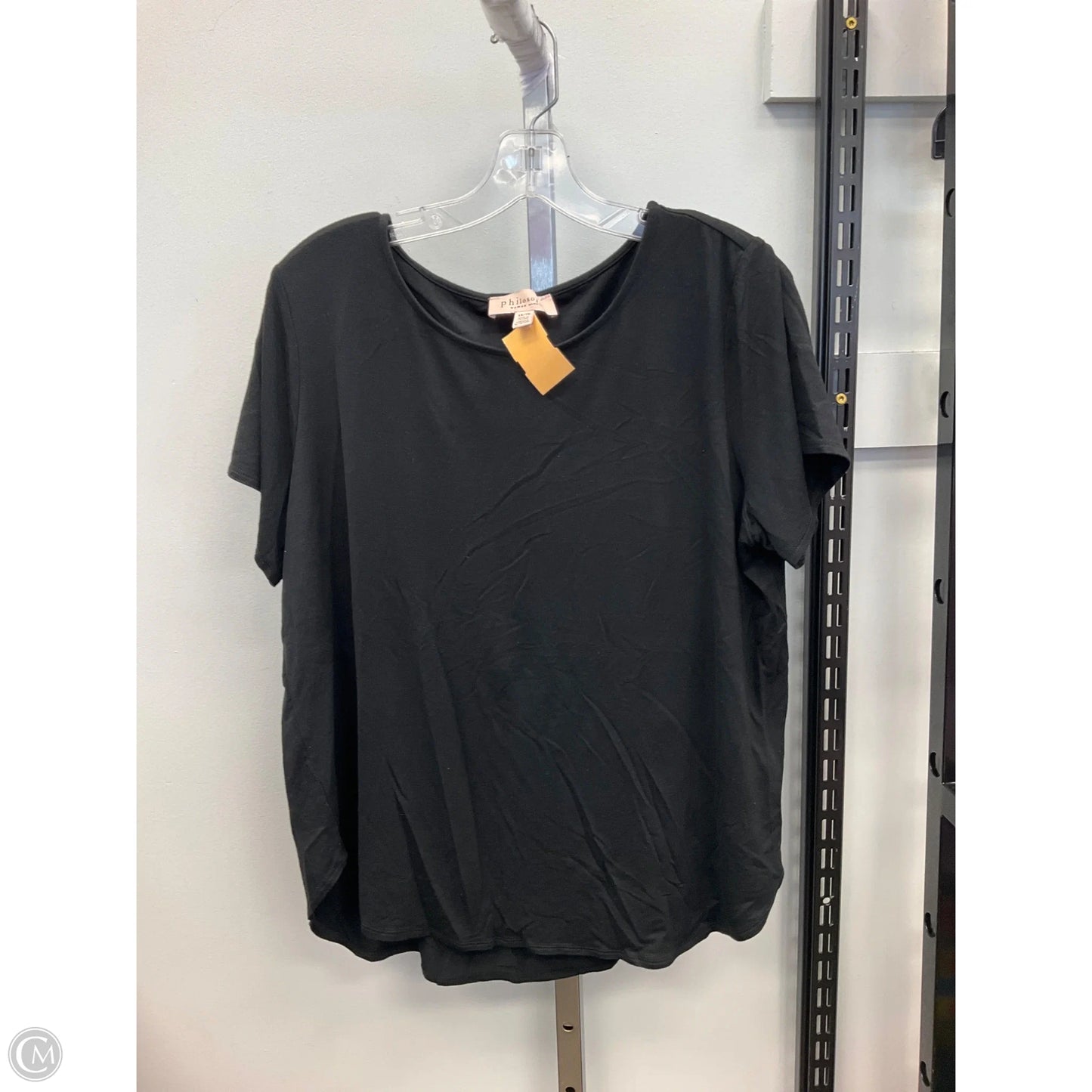 Top Short Sleeve Basic By Philosophy In Black, Size: 1x