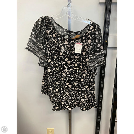 Top Short Sleeve By Lucky Brand In Black & White, Size: 1x
