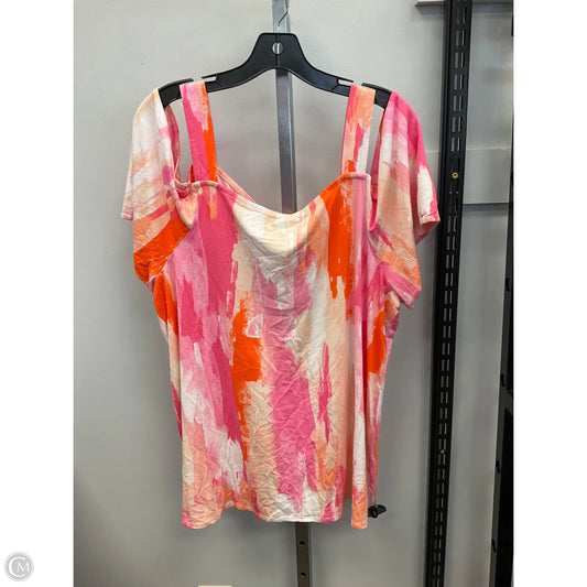 Top Short Sleeve By Jm Collections In Orange & Pink, Size: 2x
