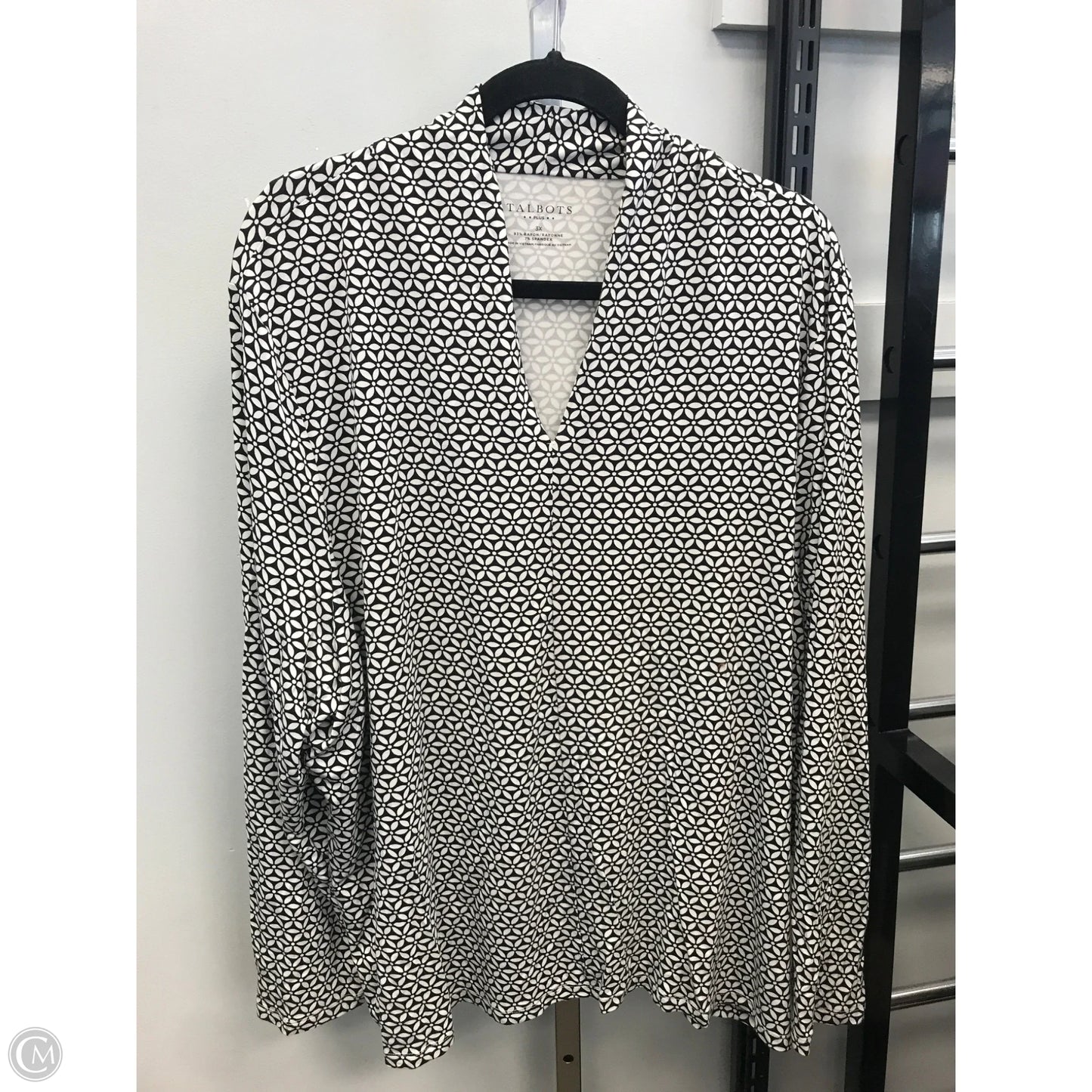 Top Long Sleeve By Talbots In Black & White, Size: 3x