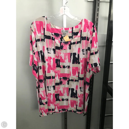 Top Short Sleeve By Jm Collections In Blue & Pink, Size: 3x