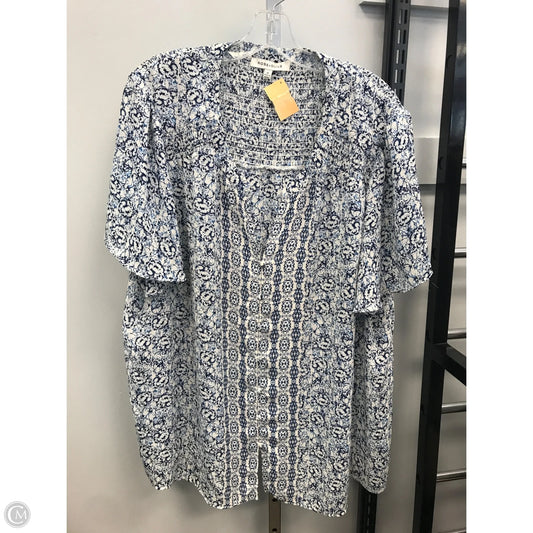Top Short Sleeve By Rose And Olive In Blue & White, Size: 3x