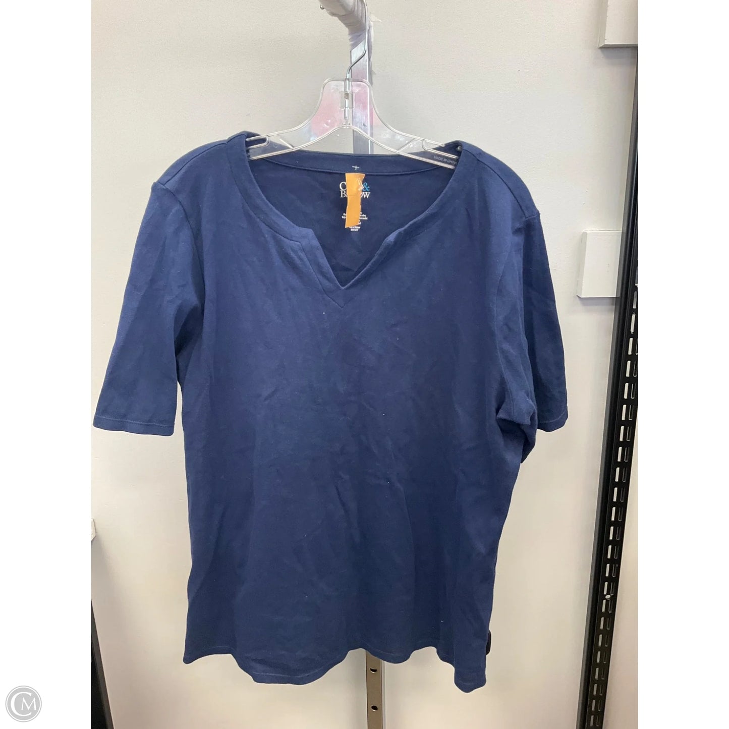 Top Short Sleeve Basic By Croft And Barrow In Navy, Size: Xl