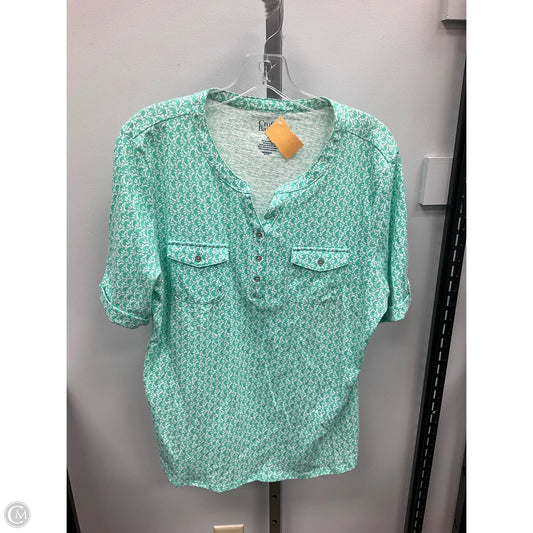 Top Short Sleeve By Croft And Barrow In Green & White, Size: Xl