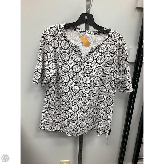 Top Short Sleeve By Croft And Barrow In Black & White, Size: Xl