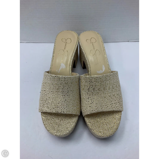 Sandals Heels Block By Jessica Simpson In Gold, Size: 10