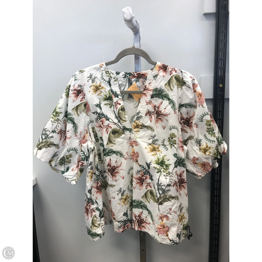 Top Short Sleeve By Anthropologie In Floral Print, Size: Small