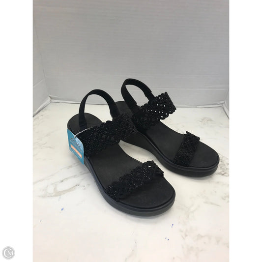 Sandals Heels Wedge By Skechers In Black, Size: 7.5