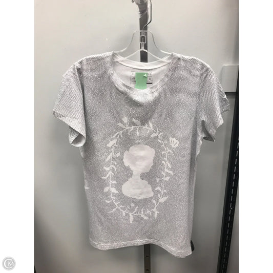 Top Short Sleeve By Cmc In Grey & White, Size: L