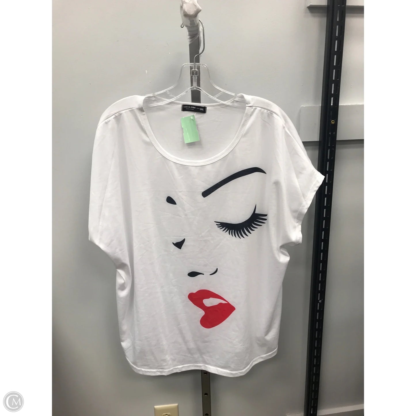 Top Short Sleeve By Shein In White, Size: 2x