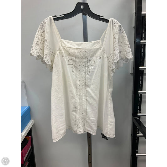 Top Short Sleeve By Cmc In Cream, Size: L