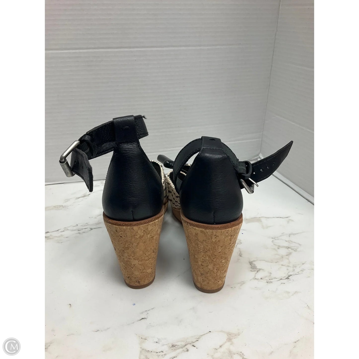 Sandals Heels Wedge By Dolce Vita In Black & Cream, Size: 10