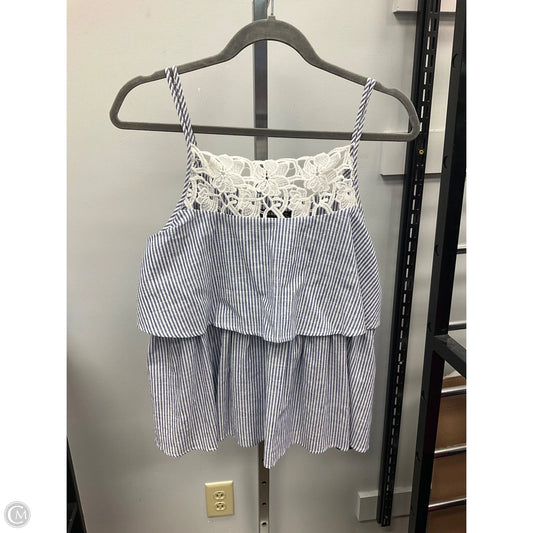 Top Sleeveless By Zara Basic In Blue & White, Size: M
