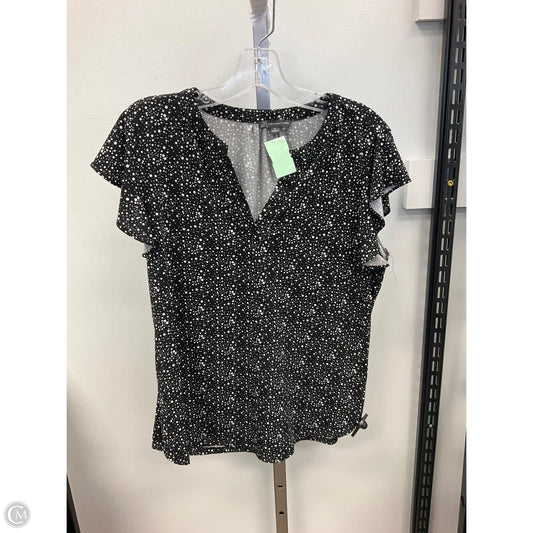 Top Short Sleeve By Adrianna Papell In Black & White, Size: M