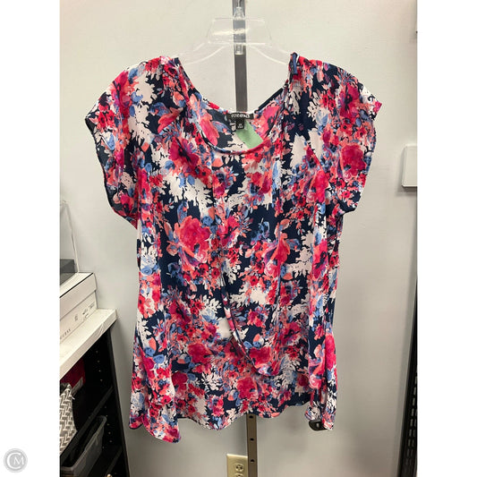 Top Short Sleeve By Roz And Ali In Floral Print, Size: 2x
