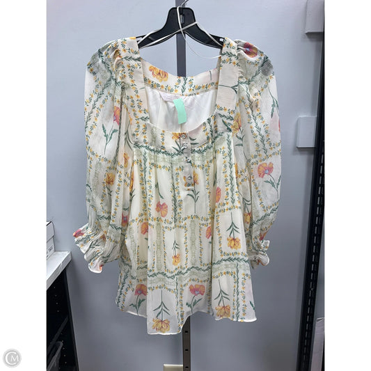 Top Short Sleeve By Lc Lauren Conrad In Floral Print, Size: Xxl