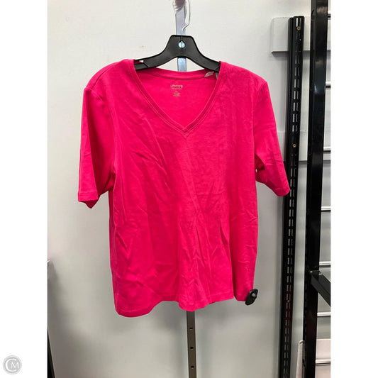 Top Short Sleeve Basic By Chicos In Pink, Size: L