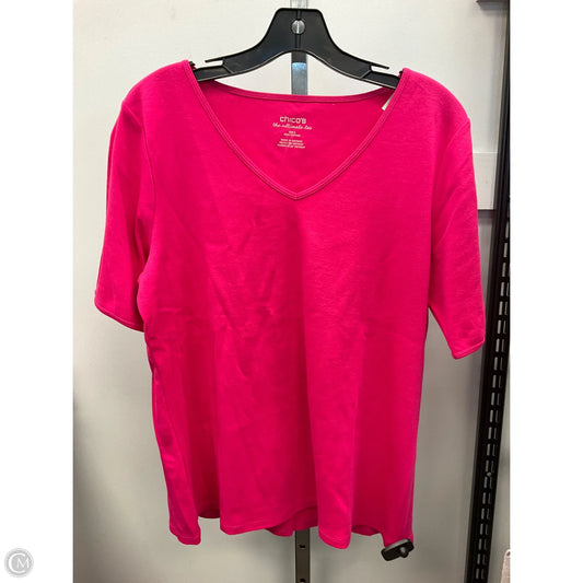 Top Short Sleeve Basic By Chicos In Pink, Size: L