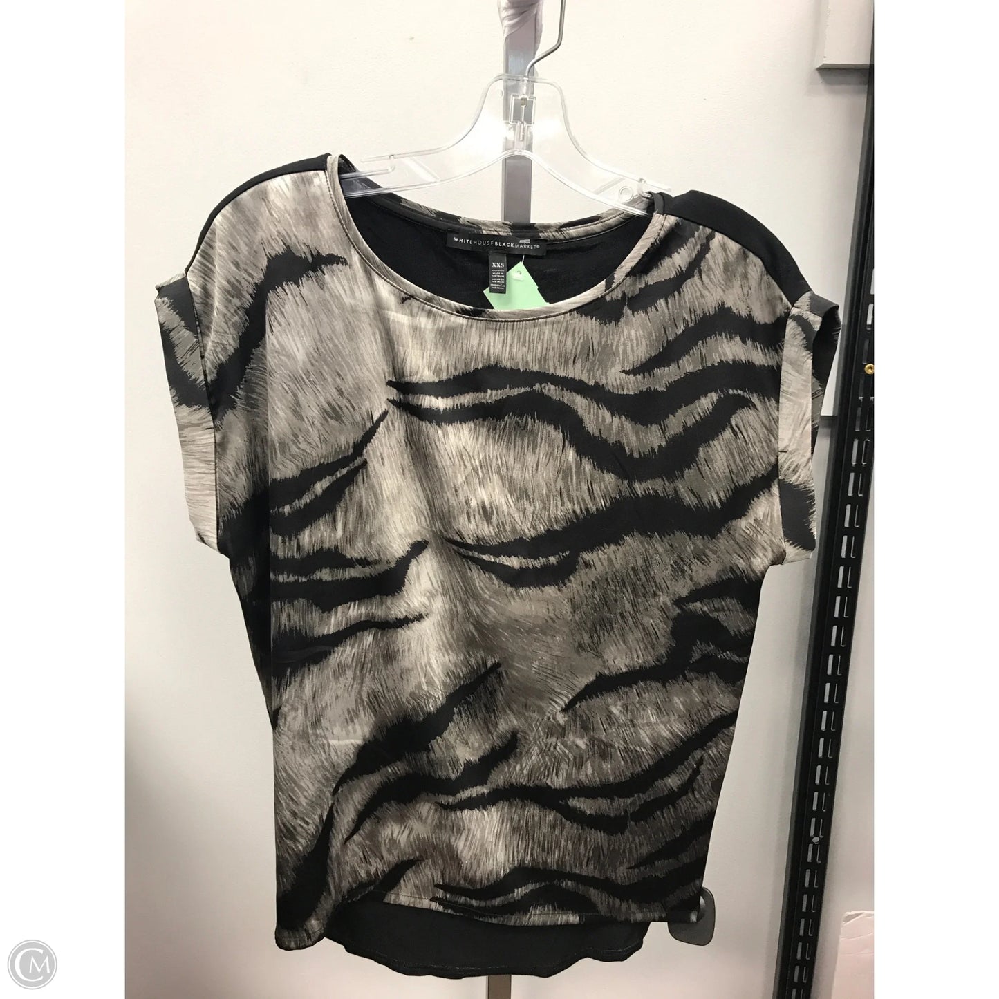 Top Short Sleeve By White House Black Market In Black & Grey, Size: Xxs